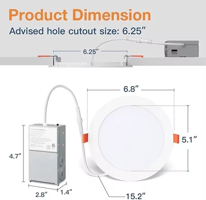 9W 12W 4inch 6 Inch 3CCT 5CCT Selectable Ultra-Thin LED Retrofit Recessed Ceiling Panel Down Light