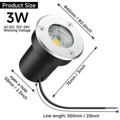IP67 Outdoor Light Warm White COB Underground Light Round Shape Inground Light 304 Stainless Steel LED Black 80 IP67 Wat